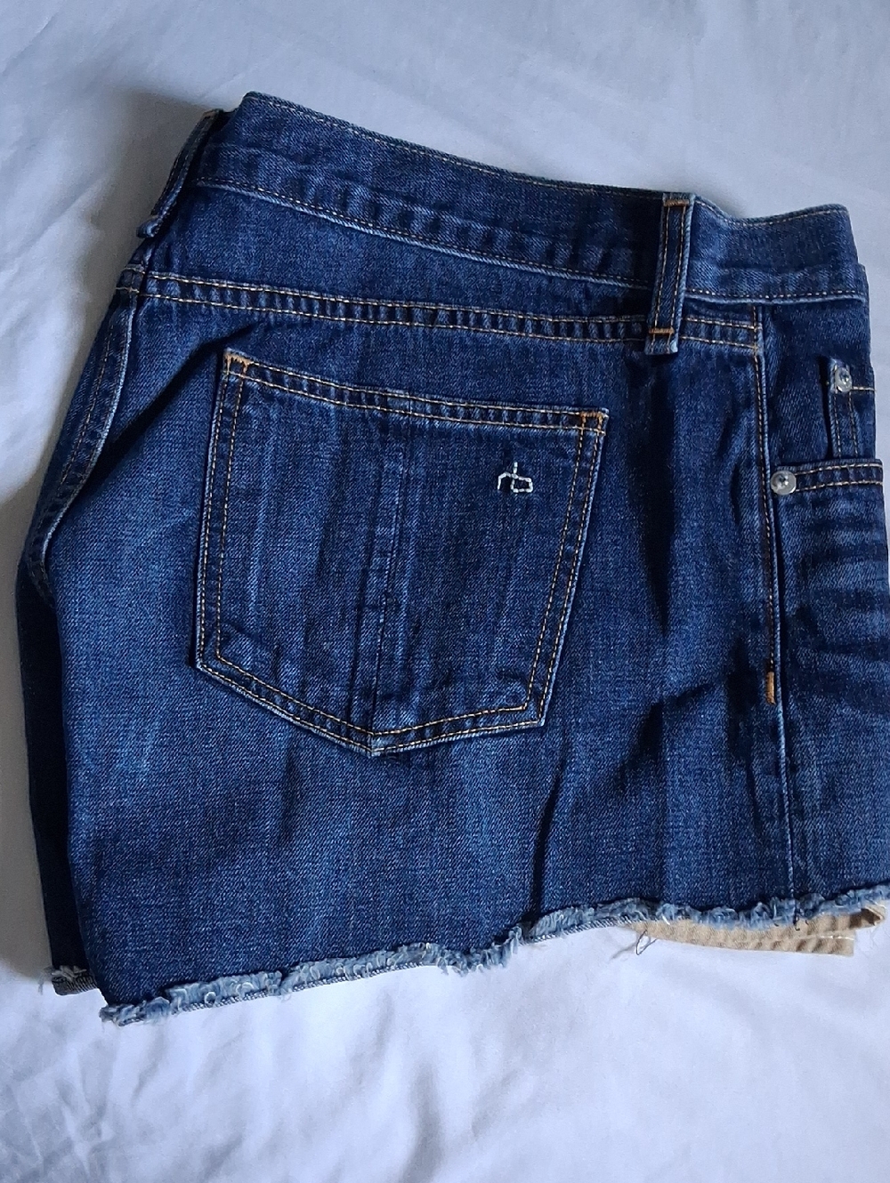 rag & bone Dark Blue Denim Mini Shorts